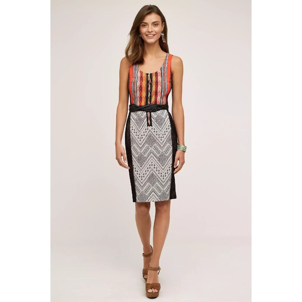 NWT Byron Lars Beauty Mark Gramercy Pencil Sheath in Black Motif Dress 8P